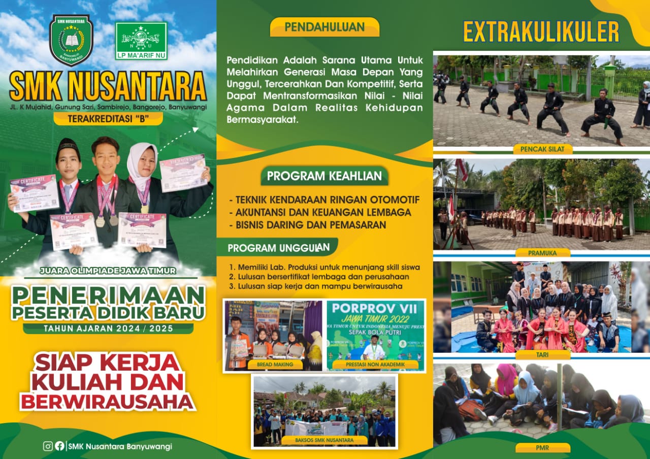Penerimaan Peserta Didik Baru SMK Nusantara Bangorejo Tahun Ajaran 2024/2025