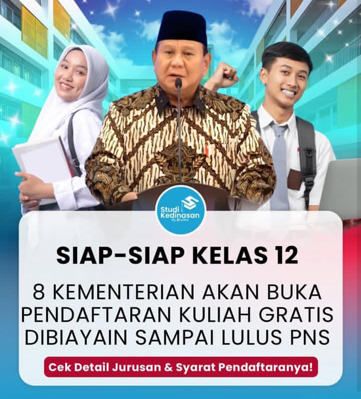 Siap---Siap-Kelas-12,-8-Kementrian-Akan-Buka-Pendaftaran-Kuliah-Gratis-Dibiayain-Sampai-Lulus-PNS