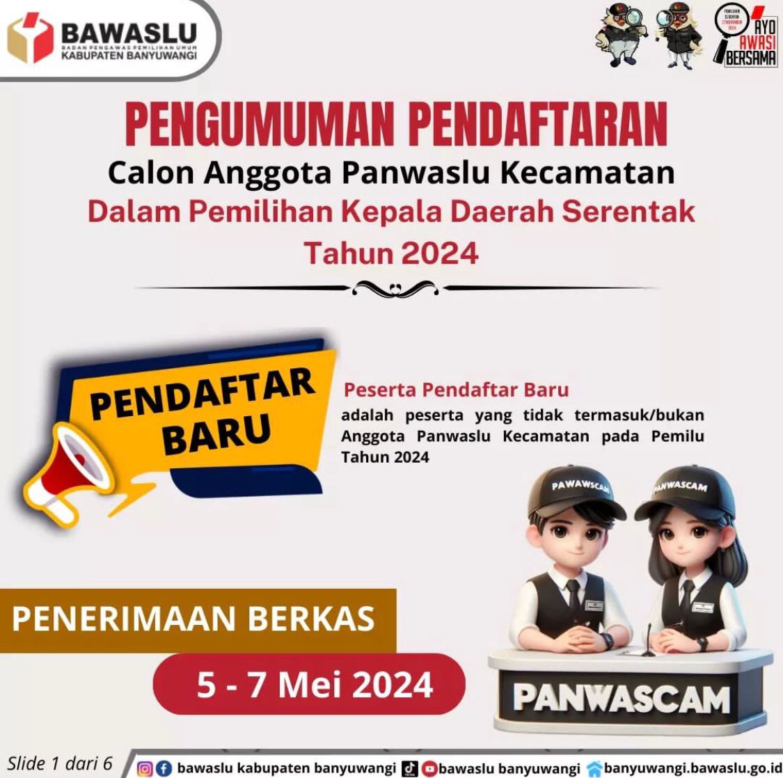 Pengumuman Pendaftaran Untuk Panwascam 