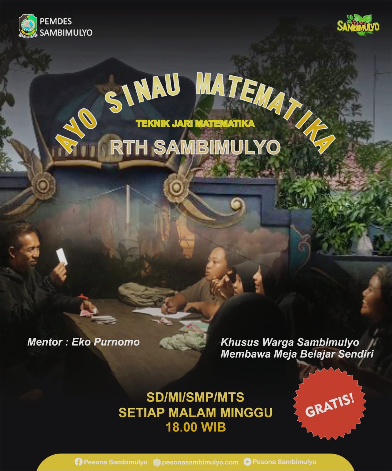 Andik-Santoso-Ajak-Anak-Anak-Sinau-Matematika-Hitung-Cepat-dengan-10-Jari-di-RTH-Sambimulyo