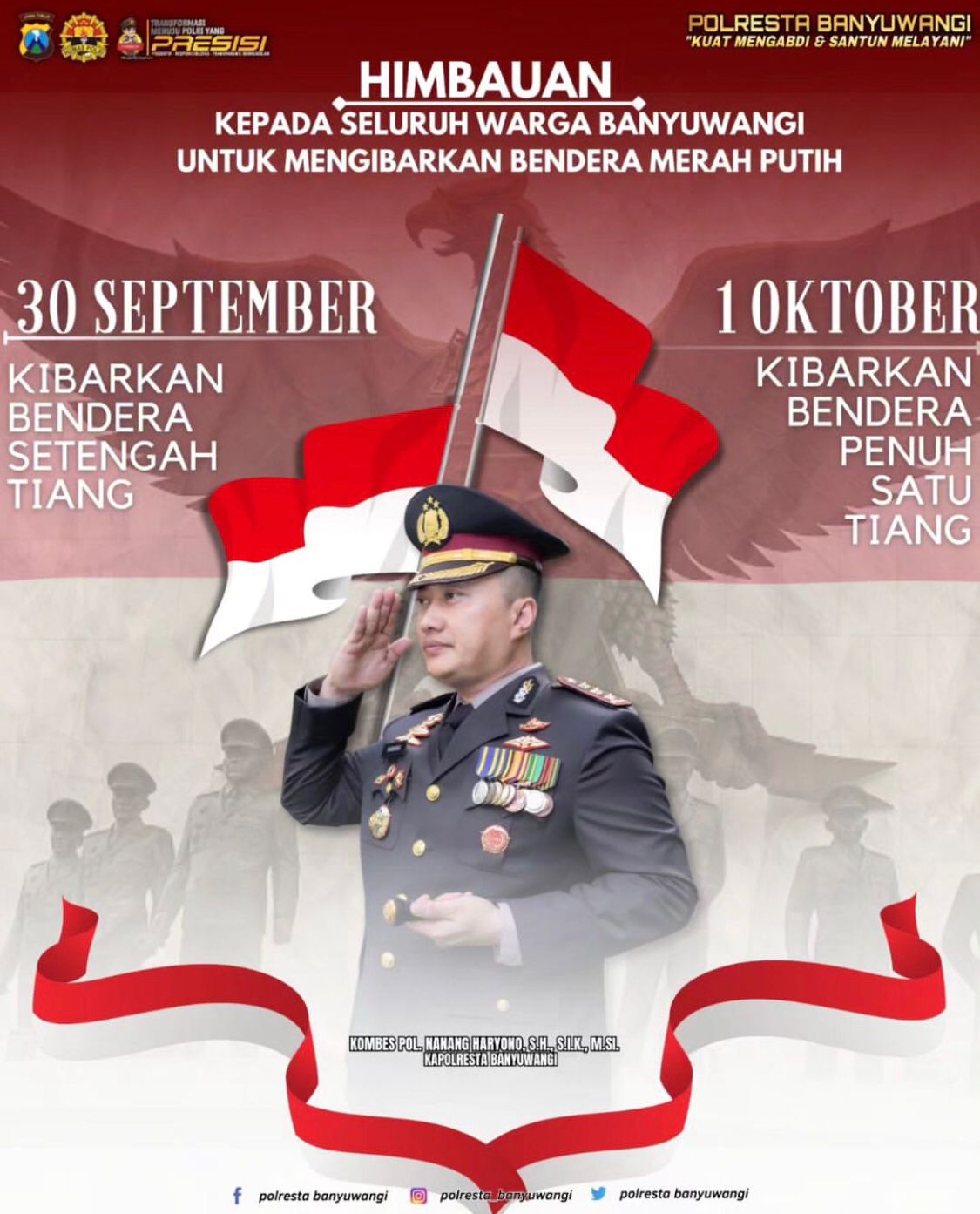 Polresta-Banyuwangi-Himbau-Warga-Kibarkan-Bendera-Merah-Putih