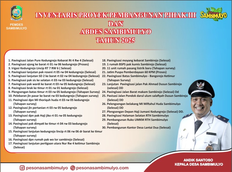 Papan Informasi Desa Sambimulyo Kecamatan Bangorejo Kabupaten Banyuwangi